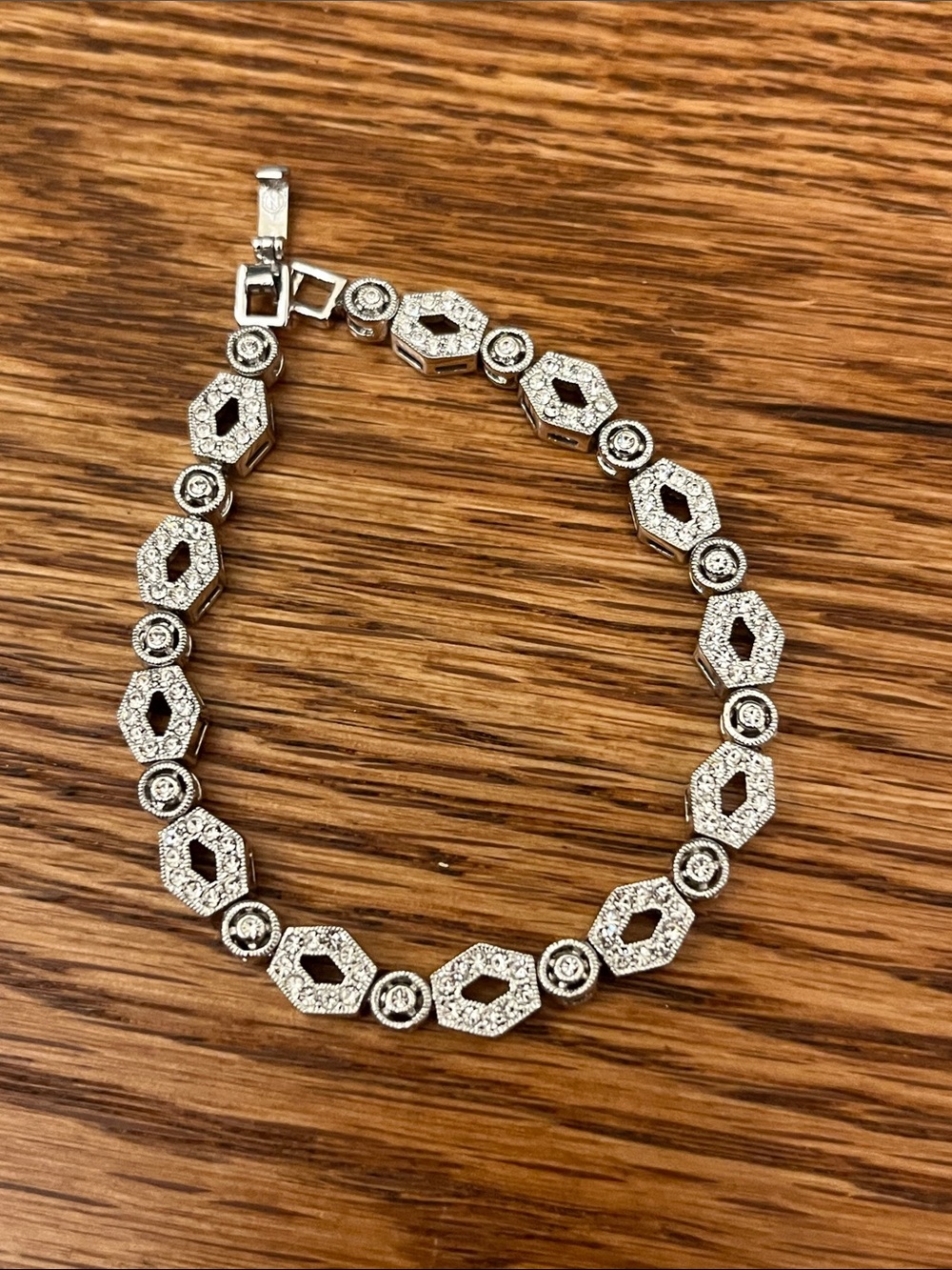 Designer NADRI Silver Toned Sparkling Cubic Zircona CZ Clasp Bracelet